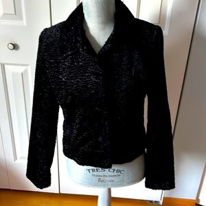 Black shortie jacket, poodle fur Sz 8 P